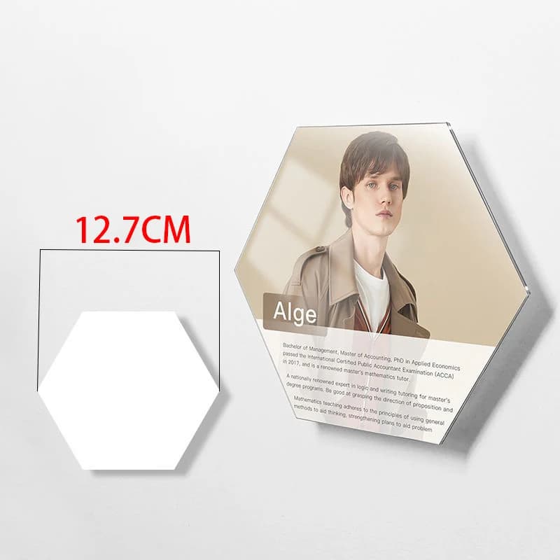 Cadre Photo flottant Hexagonal en acrylique sans poinçon, profil d'enseignant, affichage mural suspe