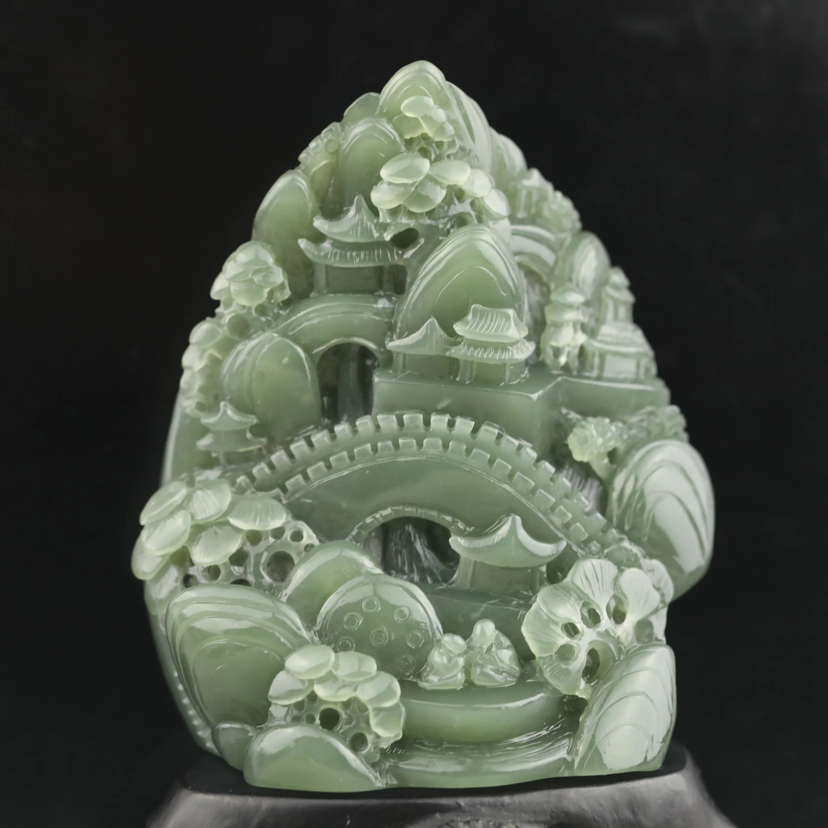 Statue de feng shui en jade naturel de Chine, sculptée à la main, paysage floral, décoration intérie