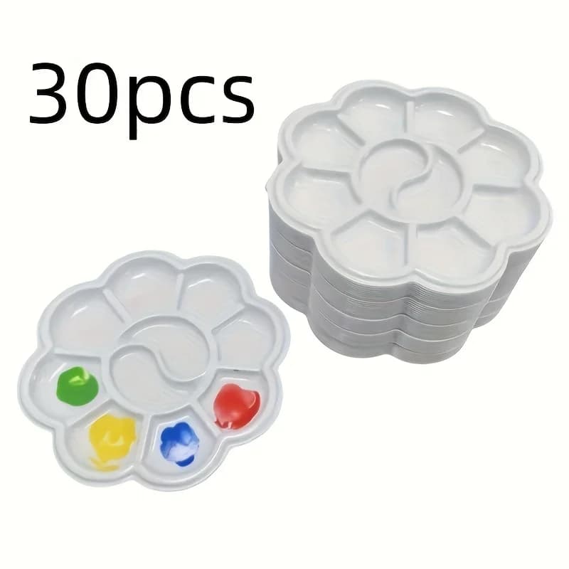 Ensemble de 30 mini palettes en plastique en forme de fleur, idéal pour le mélange d'aquarelle, d'ac