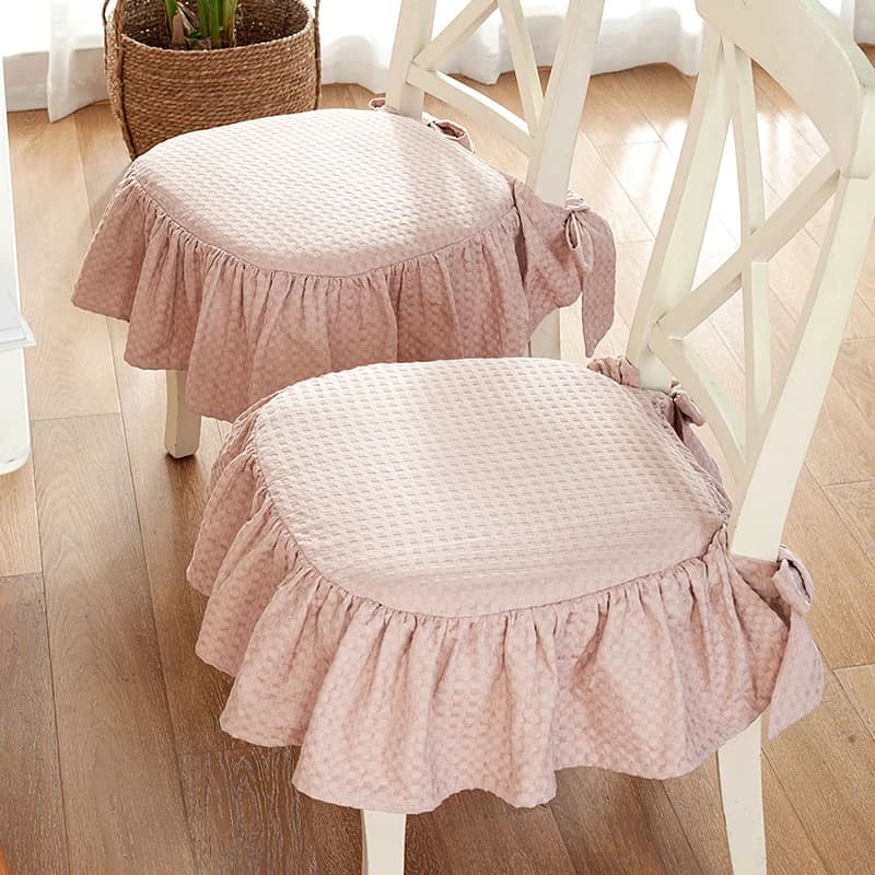 Coussin de chaise de Style princesse rose/blanc cassé/café, tissage gaufré en pur coton en forme de