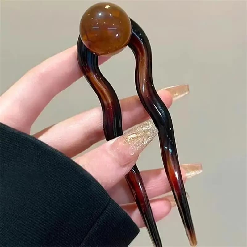 Bâtonnets à cheveux en forme de U avec perles colorées, épingle à cheveux, fourchette, chignon, doux