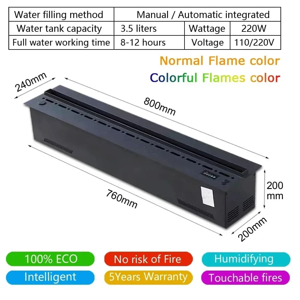 Télécommande APP cheminée eau électrique 3D brouillard cheminée intégrée brume réaliste flamme décor