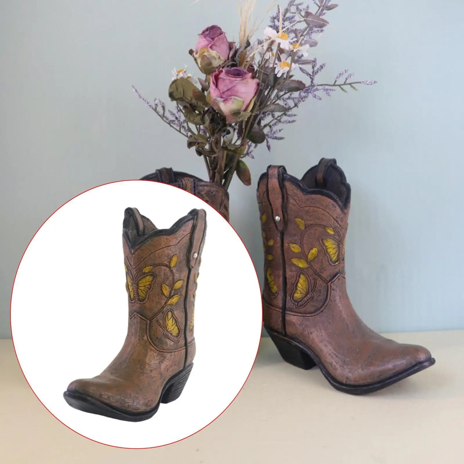 Vase de botte de Cowgirl, ornement, jardinière en résine, décor de bureau, Design Vintage, Mini
