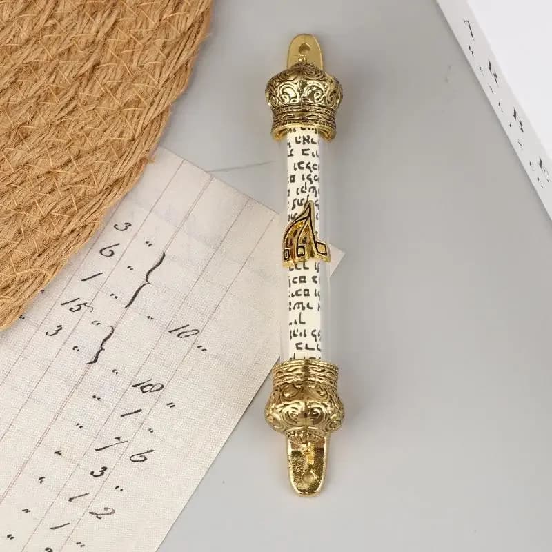 Décoration de porte de bénédiction Mezuzah en métal rétro, avec maison à défilement, Plaque cadeau r