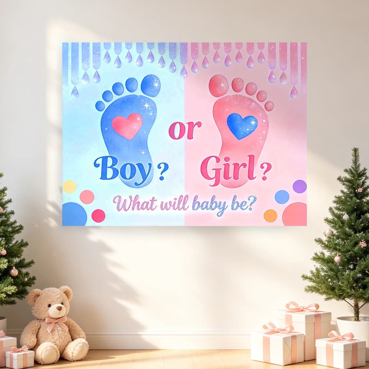 Bannière de décoration pour fête prénatale, toile de fond de révélation du sexe du bébé garçon ou fi