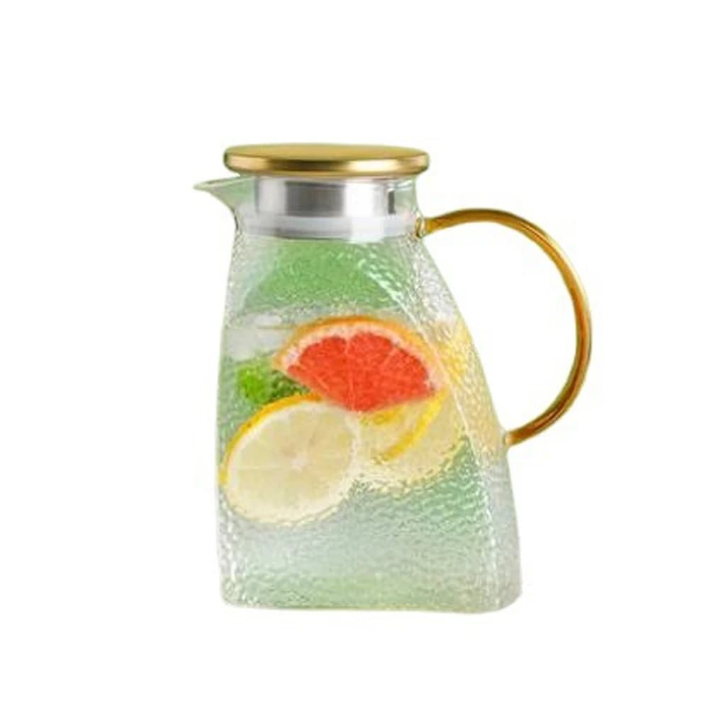 Pichet d'eau en verre de 1,8 l/60oz avec poignée et couvercle, pichet d'eau de réfrigérateur pour ea