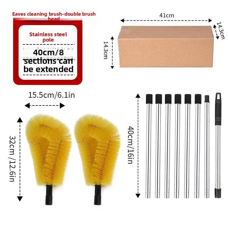 Brosse de nettoyage de gouttière, outil de nettoyage de protection extensible avec 8 poteau d'extens