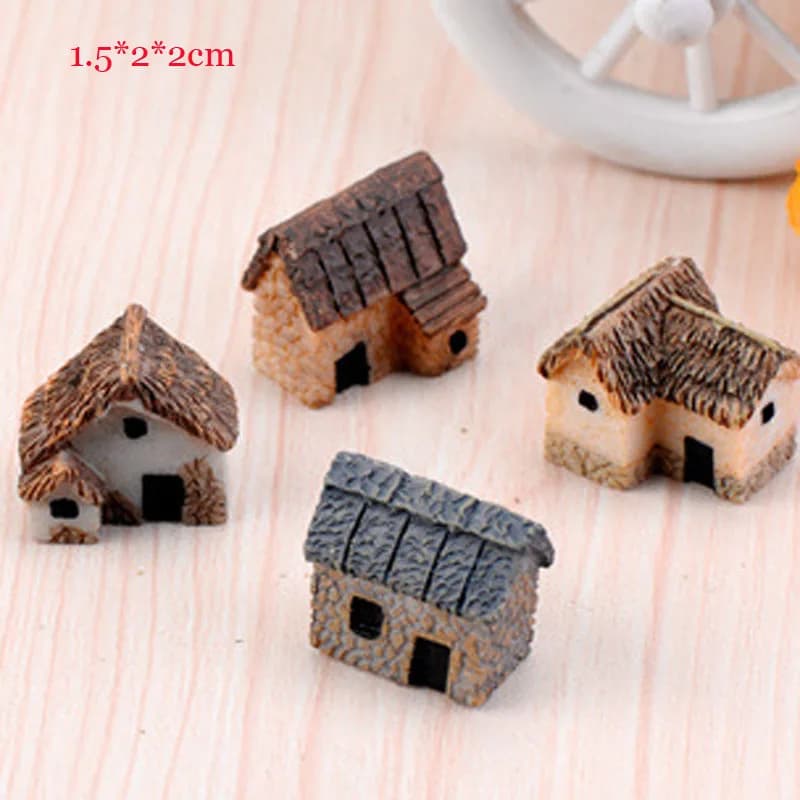 2 pièces maison fantaisie Miniatures petit paysage chalet résine artisanat ornement Mini Figurines m