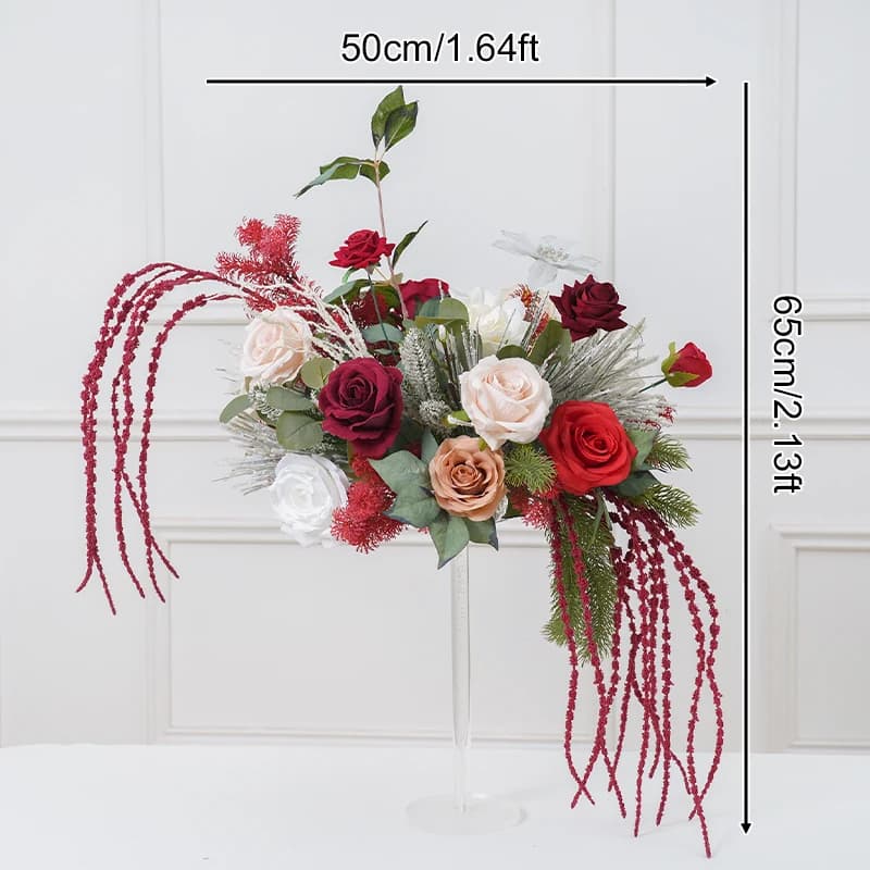 Vase série noël avec fleur, Arrangement Floral pour réception de mariage, chandelier de Table, décor