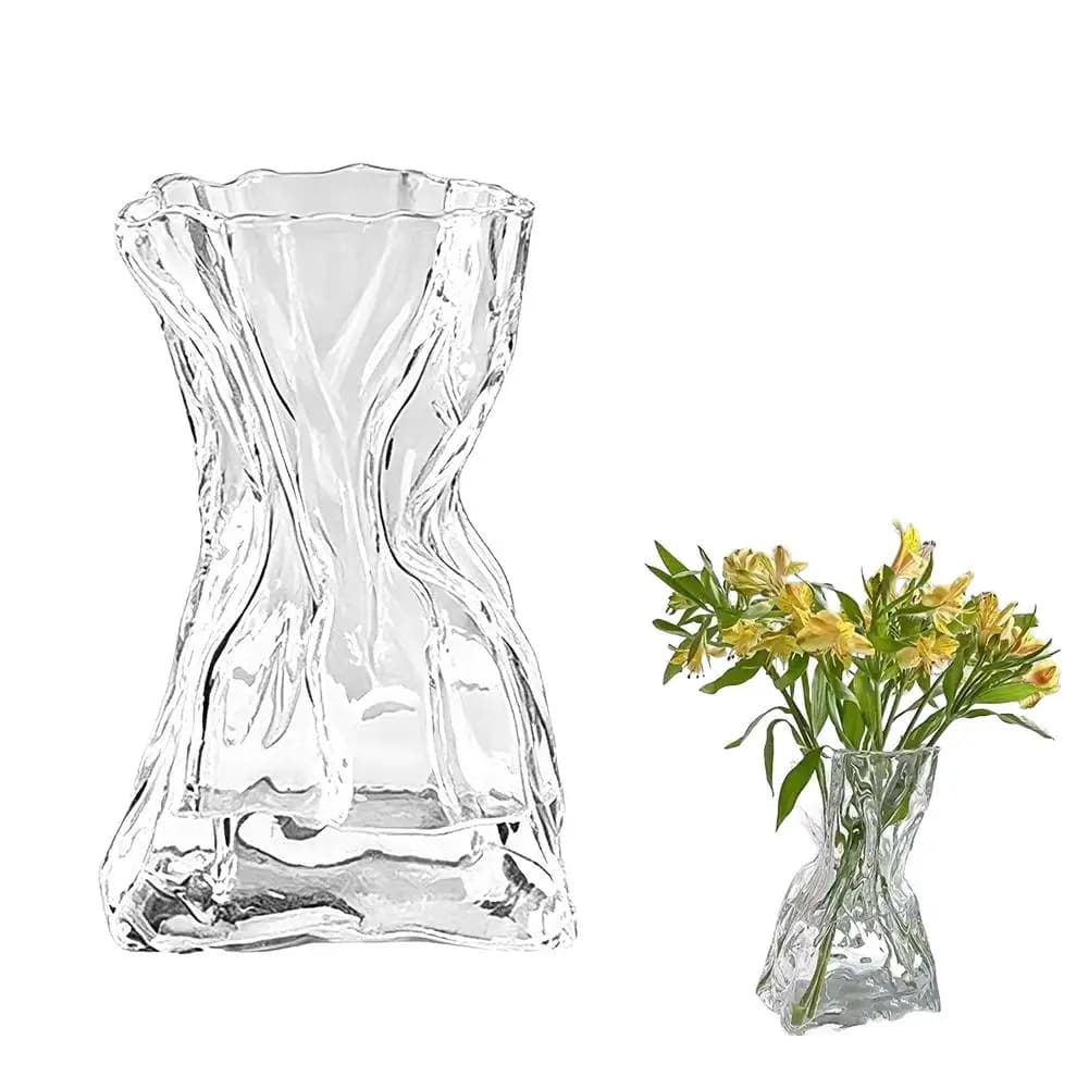 Vase en verre organique, bouteille d'arrangement floral artistique irrégulière, centre de table scul