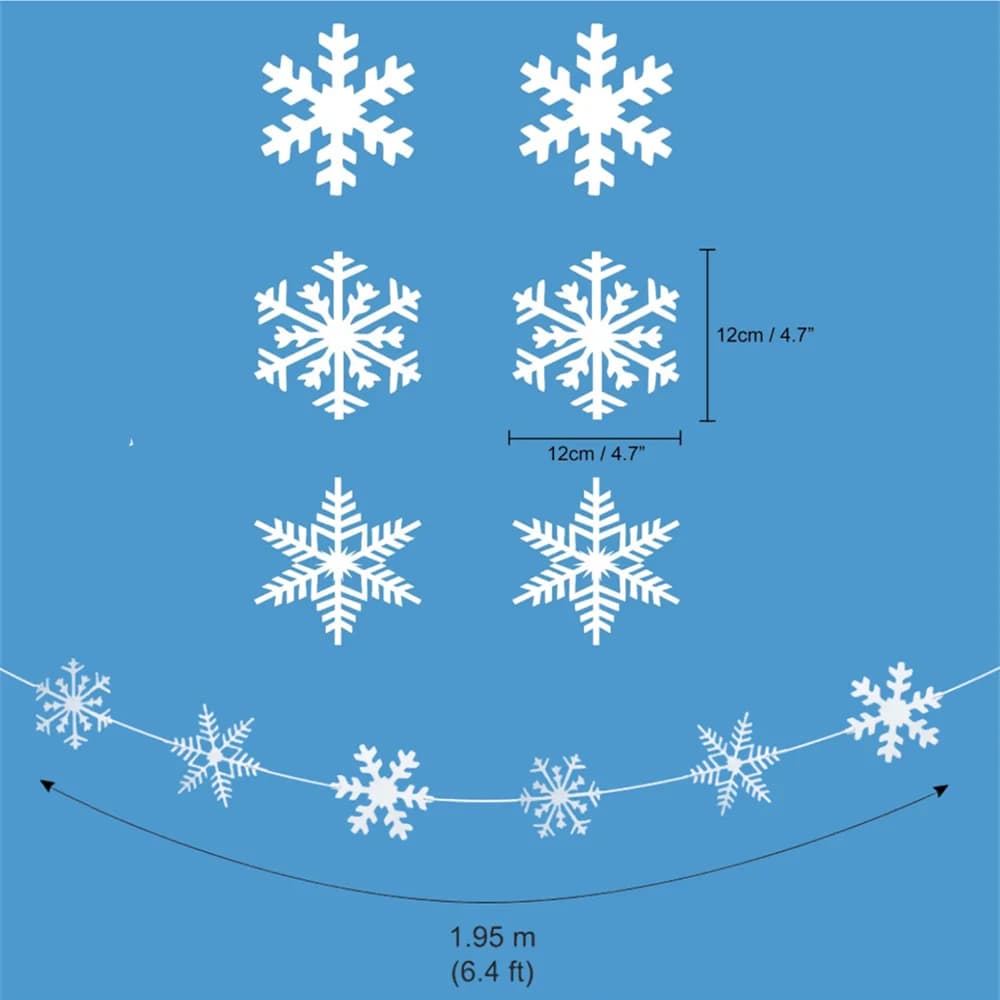 Décorations suspendues de flocons de neige pour la fête du pays des merveilles d'hiver, guirlande de