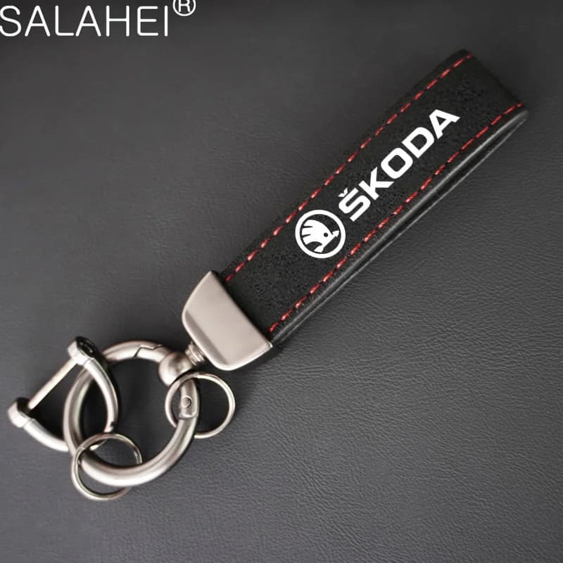 Accessoires de voiture en cuir, porte-clés pour Skoda Octavia Fabia Rapid Superb Kodiaq Scala Karoq