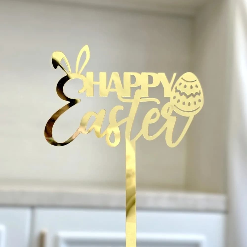 Décoration de gâteau de Pâques en acrylique, motif lapin et œuf, insert décoratif de dessin animé po