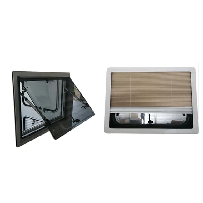 Fenêtre de caravane RV en acrylique avec cadre en alliage d'aluminium, à coins carrés, pour caravane