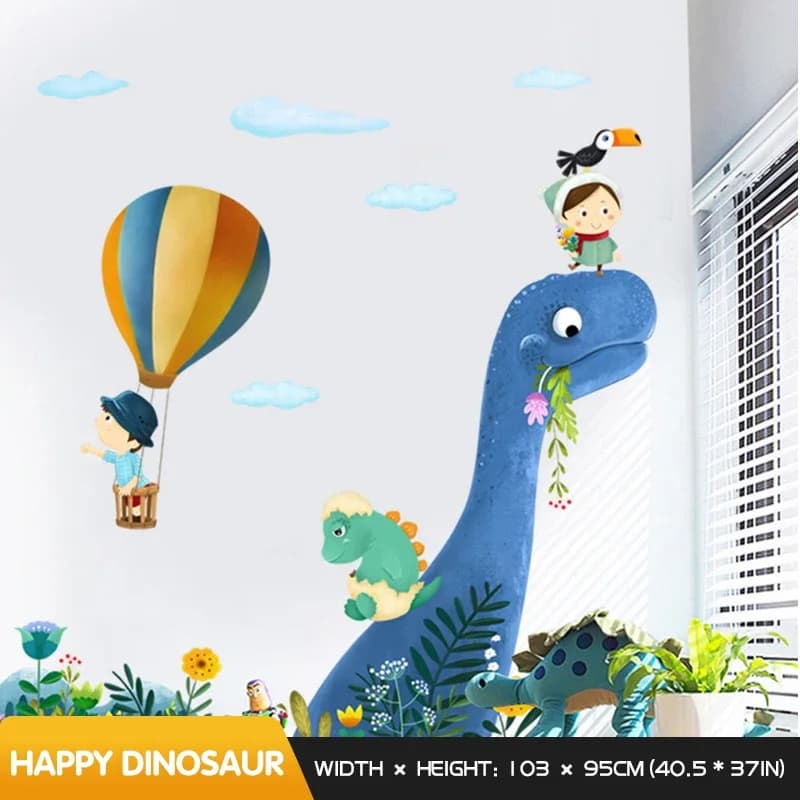 Autocollants muraux de dessin animé dinosaure mignon pour chambres d'enfants, décor mural de chambre
