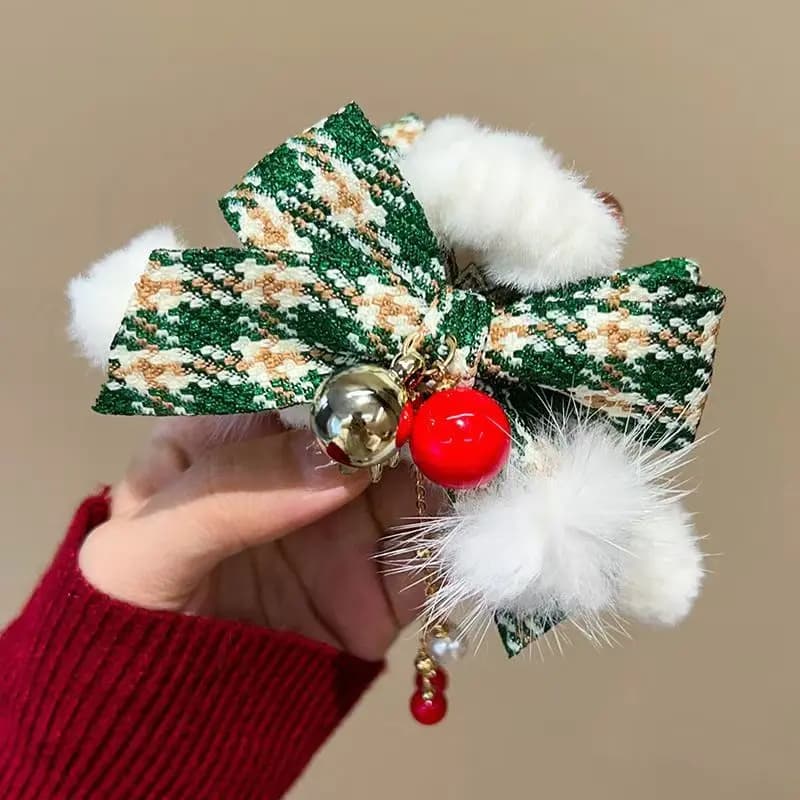 Barrette à cheveux en forme de nœud en peluche moelleuse, accessoire de cheveux moelleux pour fille