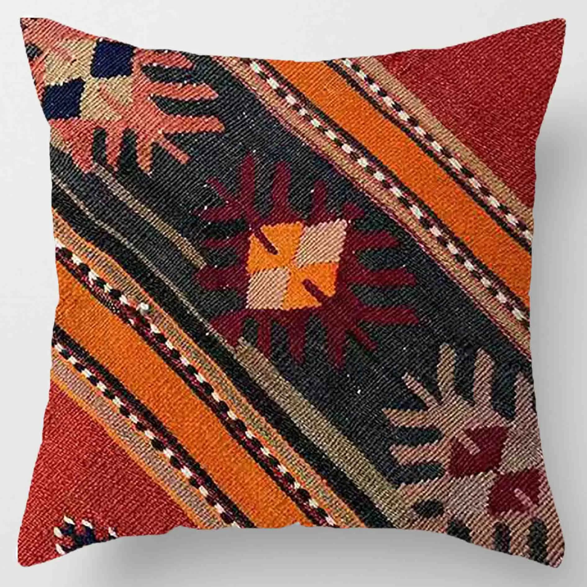 Taie d'oreiller bohème, décoration de maison, coussin de siège confortable en Polyester, coussin géo