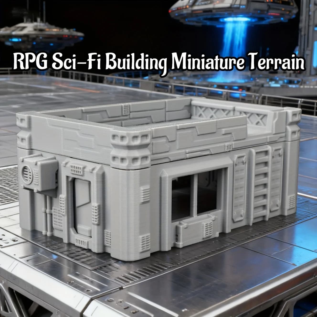 Ensemble de terrain miniature futuriste de science-fiction, modèle de jeu de rôle TTRPG, paysage de