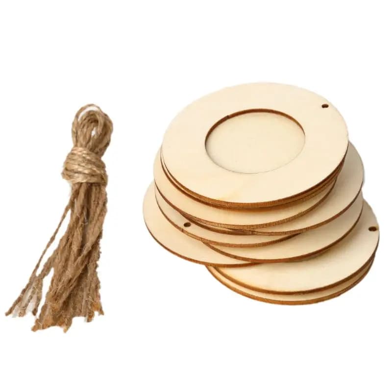 Mini cadre photo rond en bois, 10 pièces/ensemble, bricolage fait à la main avec des cordes H