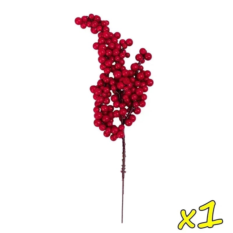 Branche de baies rouges artificielles de Noël, fausses plantes, fleurs, baies de houx, ornements de