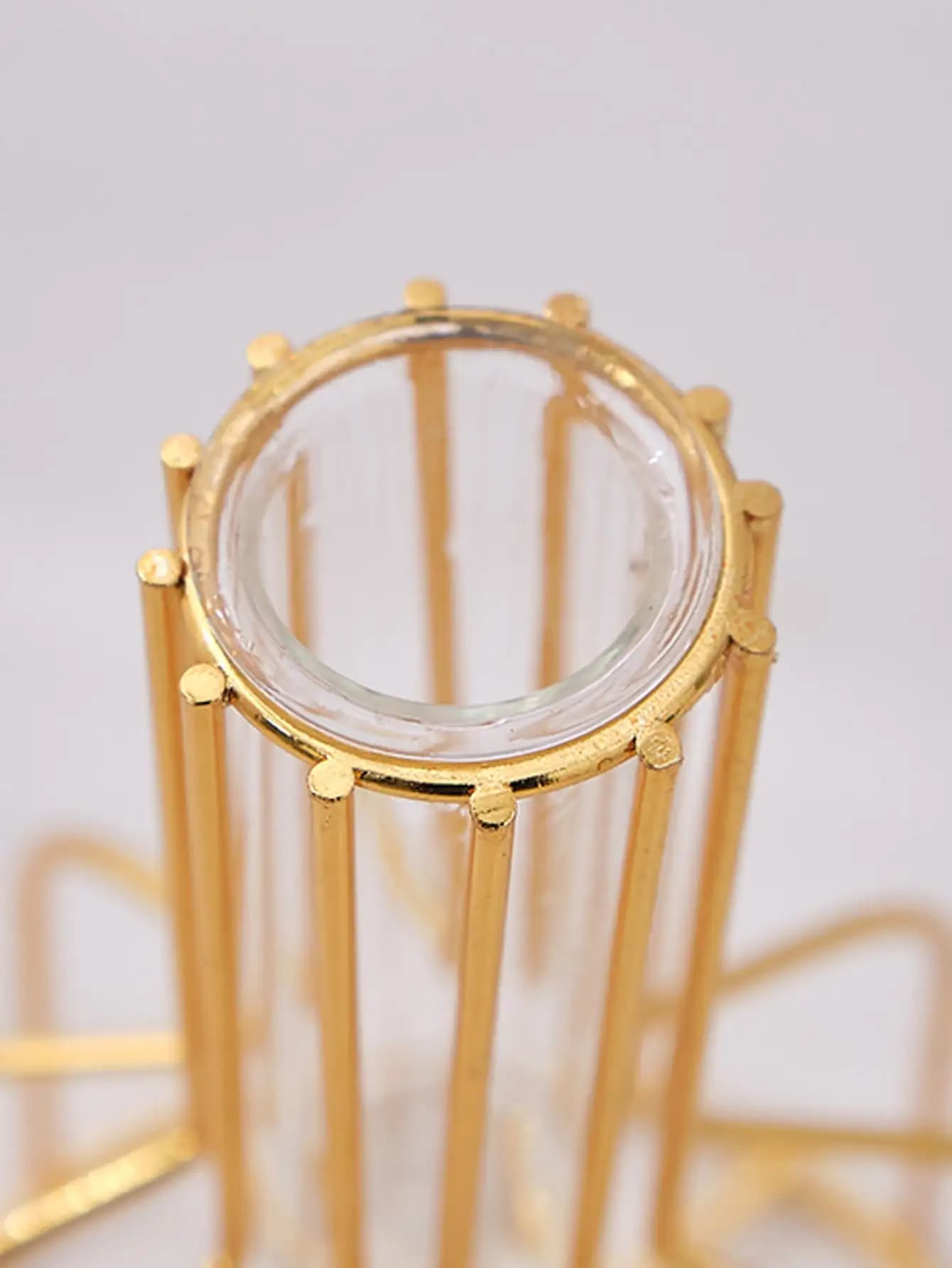 1 ensemble de vase métallique en fer forgé doré, récipient hydroponique, tube à essai, décoration d'