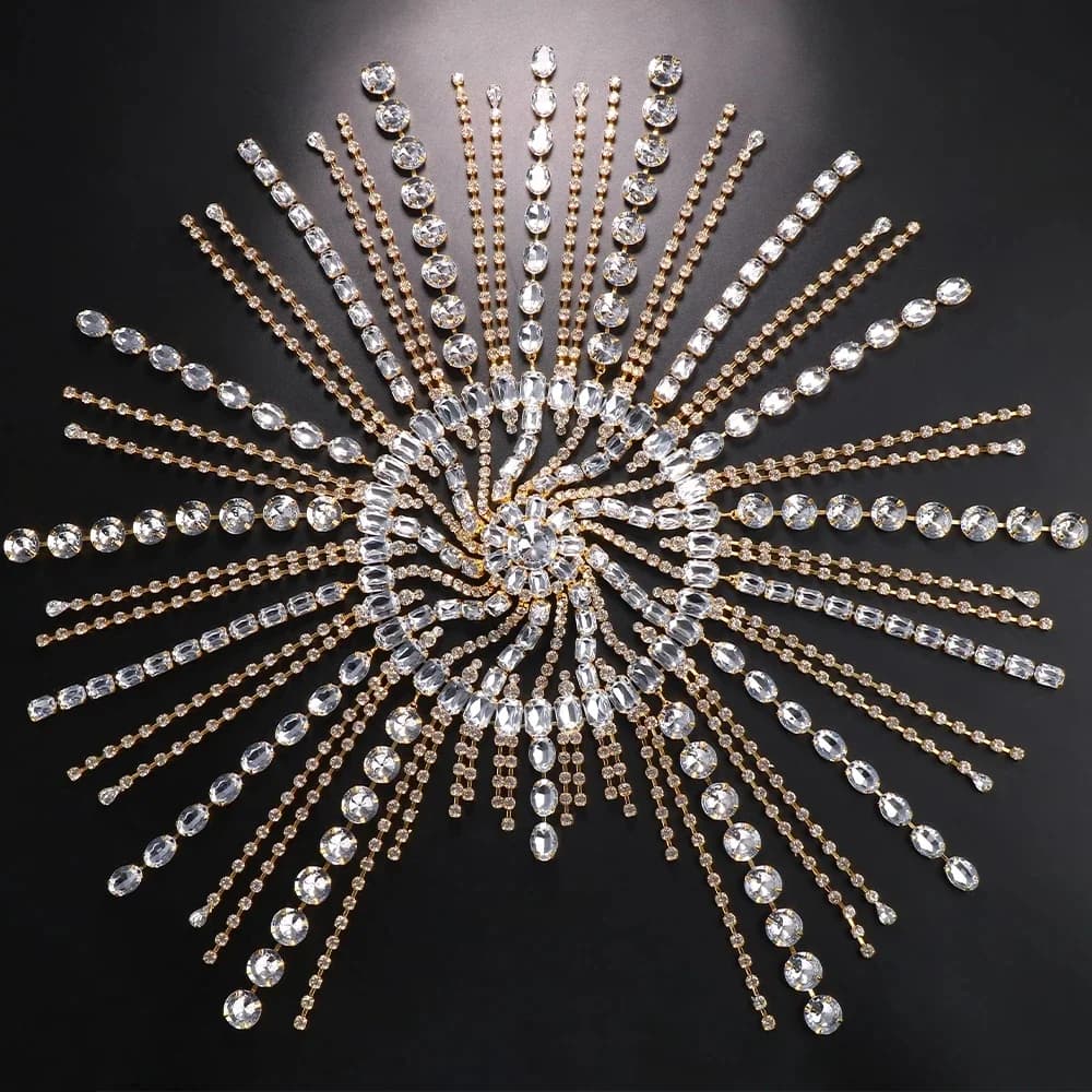 Bijoux de chapeau de luxe, chaîne de cheveux à pampilles carrées en cristal, couvre-chef de mariée p