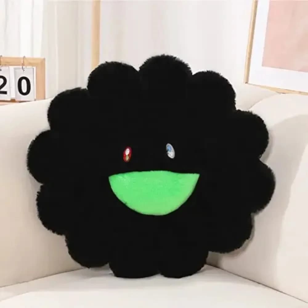 Coussin en peluche à fleurs mignonnes, oreiller en peluche Floral arc-en-ciel esthétique, oreiller d