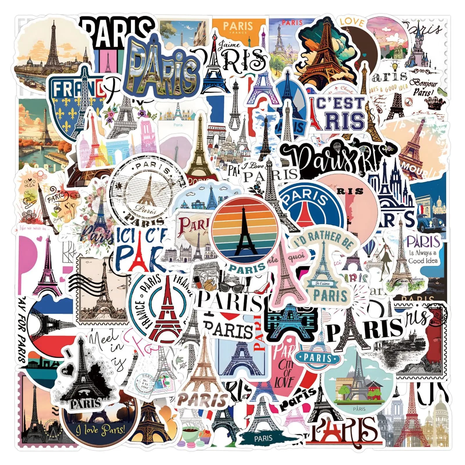 10/30/50/110 pièces France Paris autocollants voyage paysage Stciekr tour Eiffel commémorer décalcom