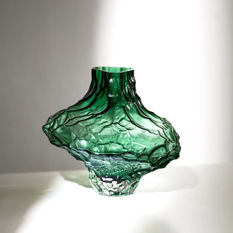 Vase en verre Nordic Valley, centre de table scandinave irrégulier pour la décoration de la maison,