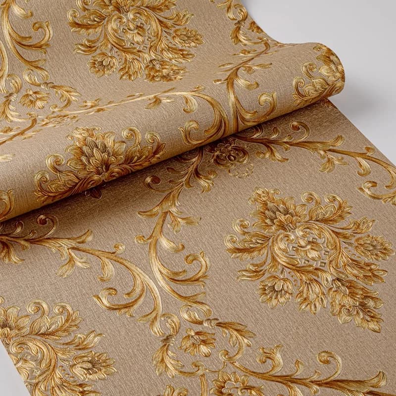 Papier peint damassé de luxe de style européen, rouleau de papier peint 3D en relief, décoration mur