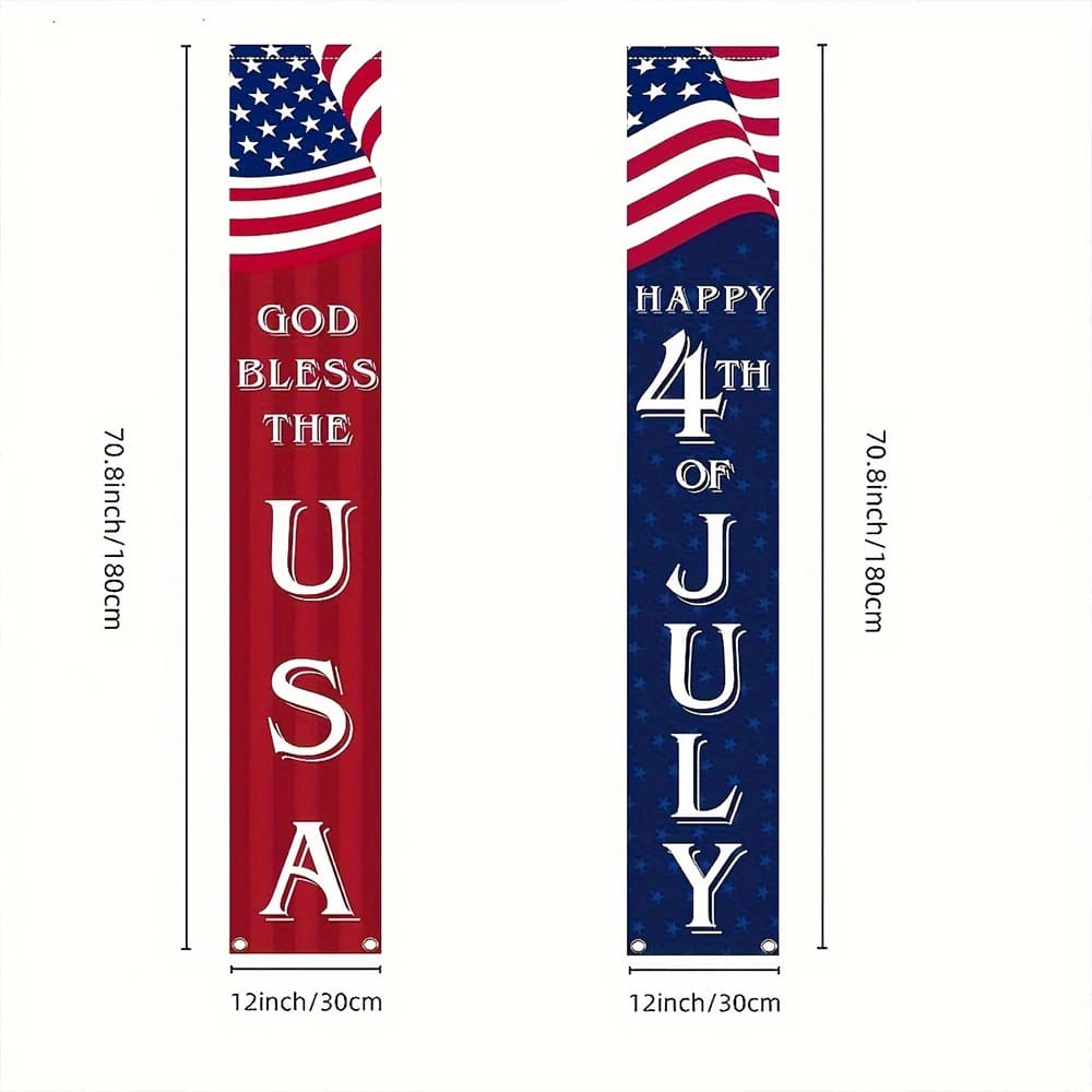 Bannière de porte du 4 juillet, « Que Dieu bénisse les États-Unis » et « Joyeux 4 juillet » – Décora