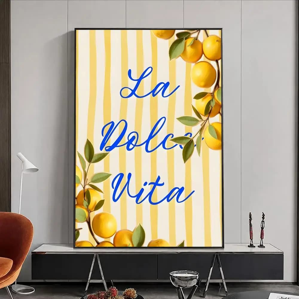 Affiche artistique minimaliste La Dolce Vita Lemon, autocollant mural imperméable, auto-adhésif, déc