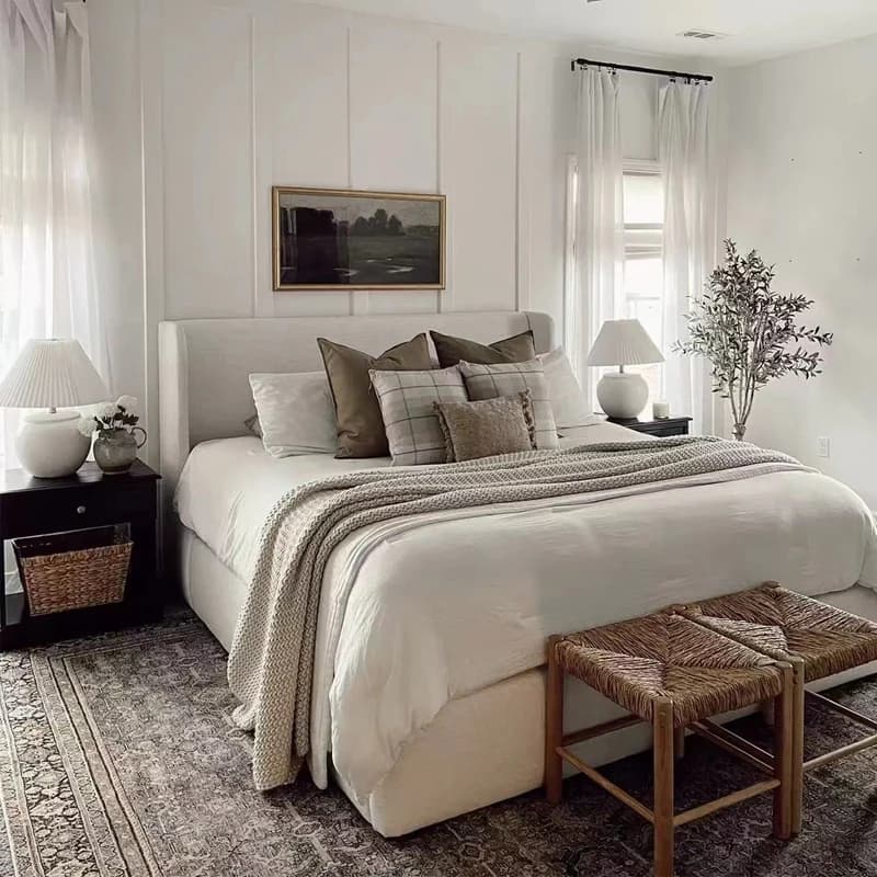 Dressing lit Double rembourré cadre Unique lit français chambre dormir Queen Size Mobili Per La Casa