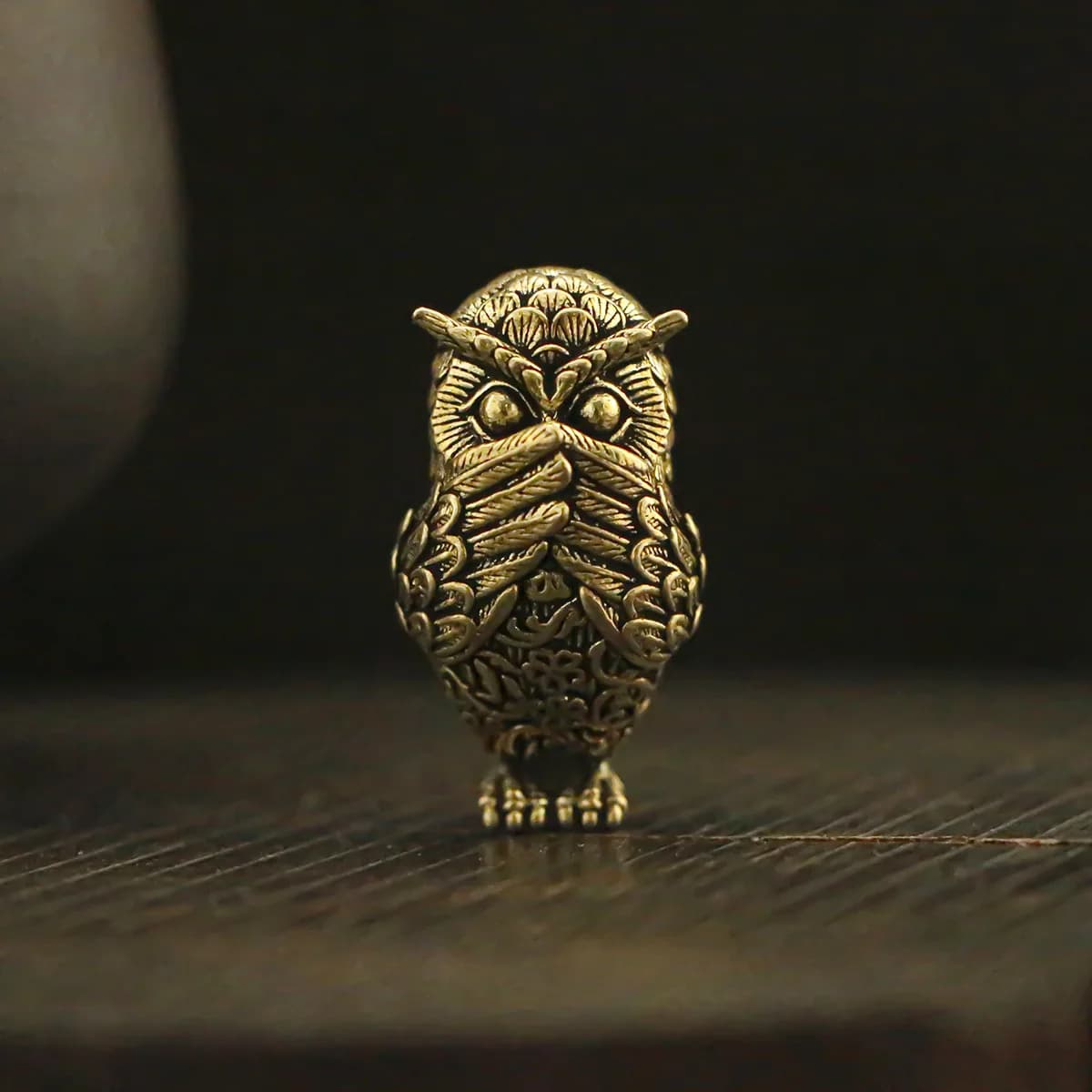Statue de hibou en laiton, décoration de collection pour la maison et le bureau, Sculpture animale,