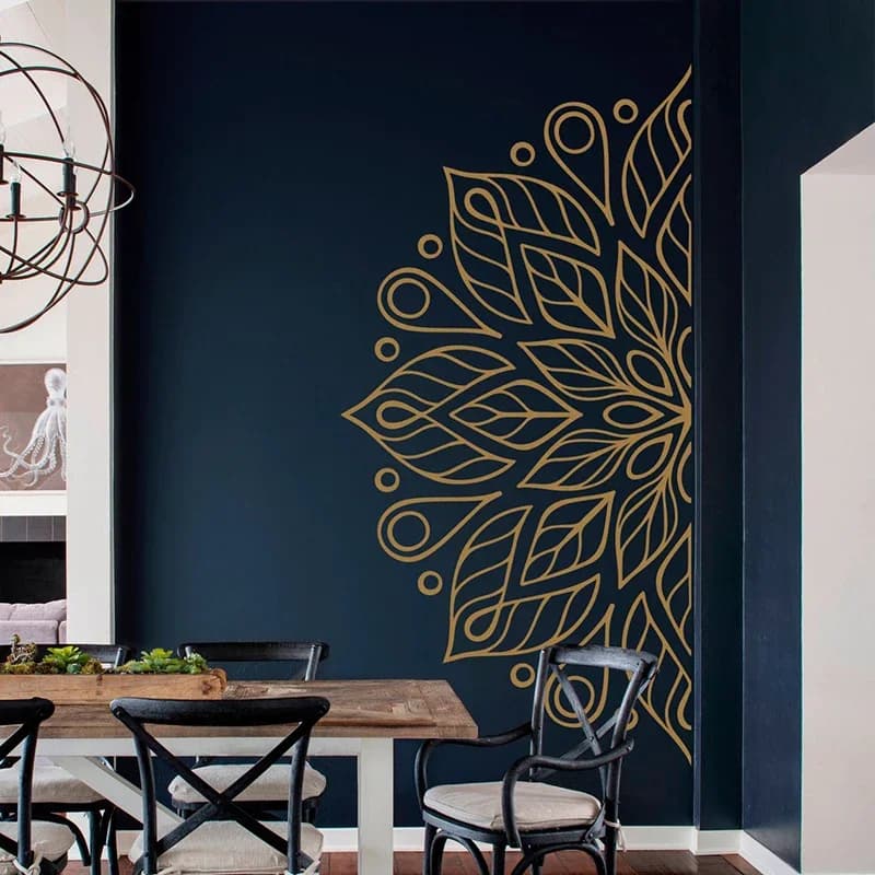 Autocollant mural Mandala in Half, Boho, Hiphelicopter, Vermont, autocollant en vinyle perfecto indi