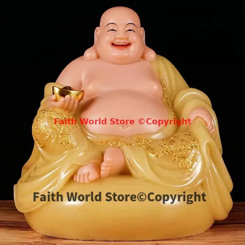 Statue de bouddha en jade de haute qualité, bouddhisme asiatique, autel de la maison, dieu de la ric