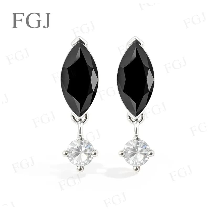 Boucles d'oreilles intemporelles en moissanite taille marquise 2,4 carats, argent sterling 925, coul