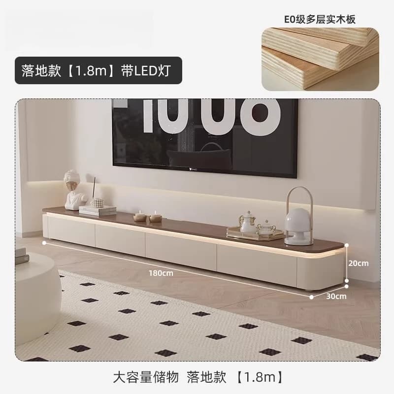 Ensemble meuble TV moderne et table basse blanc pour salon, unité de rangement avec tiroirs et suppo