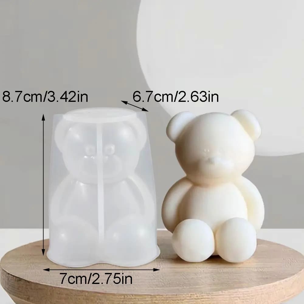 Moule 3D en Silicone pour bougie ours en peluche assis, bougie parfumée animale, moule en résine, So