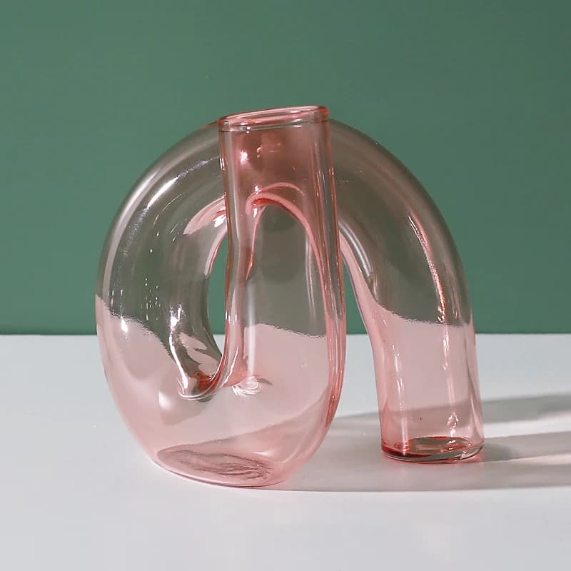 Vase en verre pliant Vintage, Pot de fleur nordique, Vase à plantes d'eau claire, bougeoir de Table