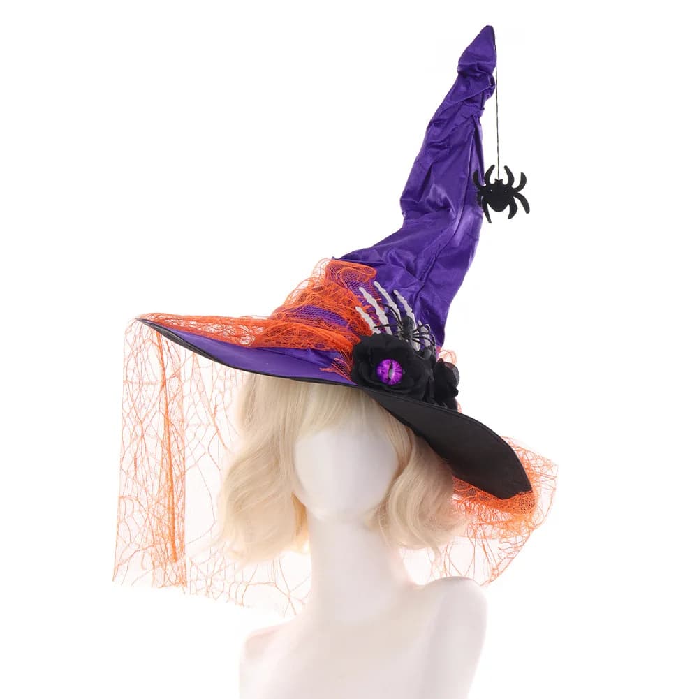 Chapeau de sorcière en dentelle plissée, accessoire de Cosplay d'halloween, bal de fête, chapeau hau