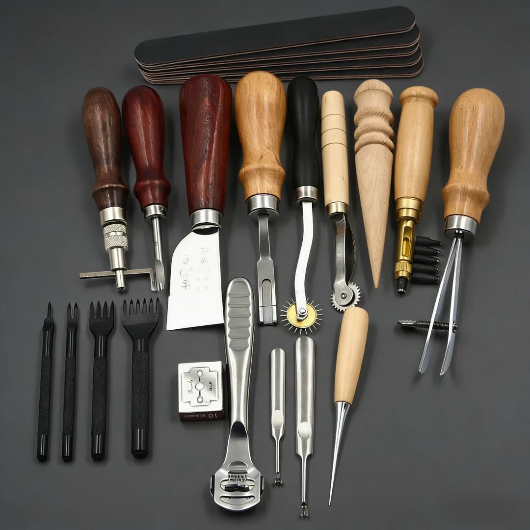 Kit d'outils en cuir DIY, ensemble de couture artisanale en cuir, 18 types d'outils multifonctionnel