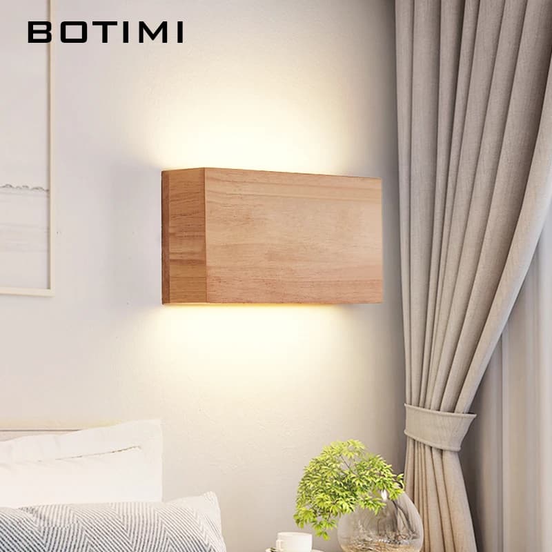 Applique murale LED en bois naturel pour la décoration de la maison, lumière de lecture moderne, éclairage d'escalier, chevet cuboïde, chambre à coucher, chaussure marron