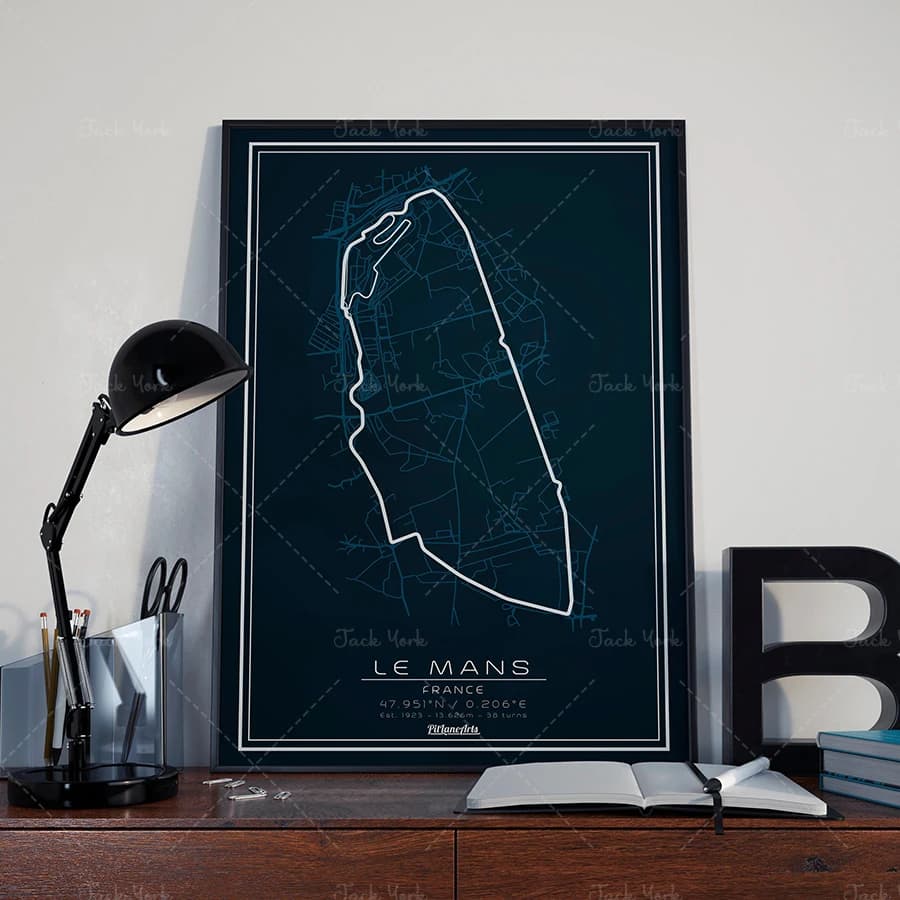 Impression sur piste de course du Mans. Papier d'art de silhouette de circuit