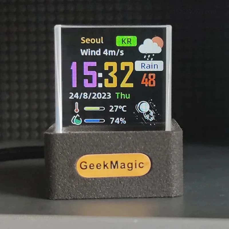 Mini affichage créatif en cristal GeekMagic, pour décoration de jeu de bureau, Station météo, jeu Gif