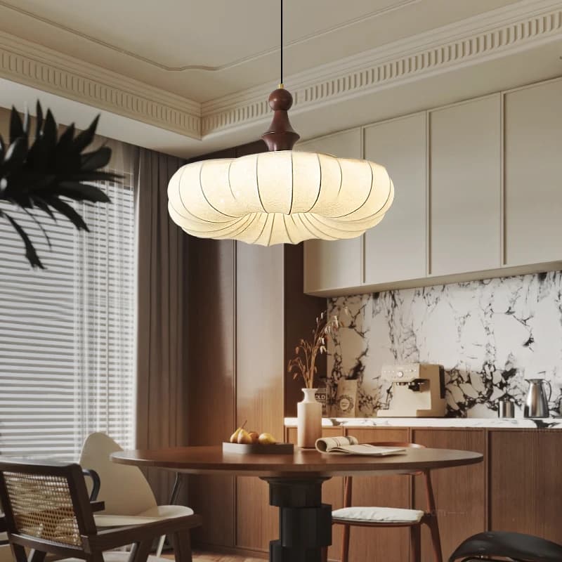 Lampe suspendue en tissu rétro français, design japonais, lustre de plafond en tissu pour chambre à coucher, salon, table à manger