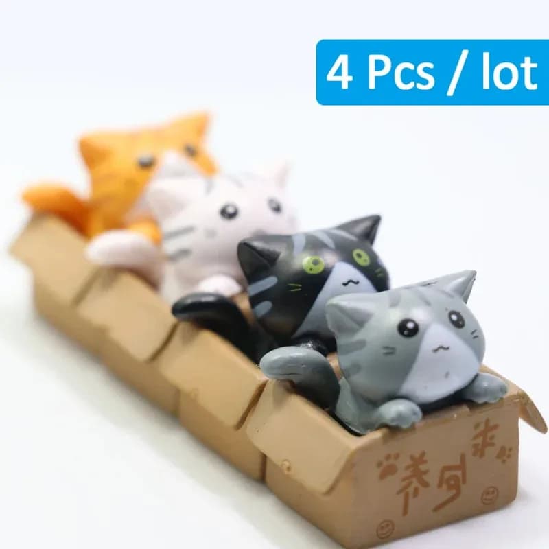 Kawaii Mini chat ornement jardin chaton Statue cadeau pour enfants bébé chambre décoration jouet Figurines