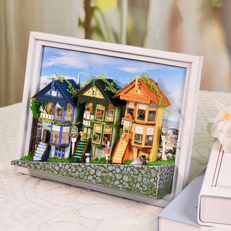 Maison de poupée en bois à monter soi-même, cadre européen, Kit de meubles miniatures, modèle de construction 3D, jouet à assembler, cadeau de noël pour adulte