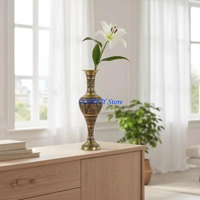 Vases à fleurs antiques géométriques en métal gaufré à mode, pour le intérieur, 367A