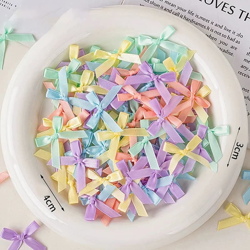 100 ruban coloré nœud ruban Mini ruban Floral nœud papillon bricolage artisanat Scrapbook décoratif accessoires de couture
